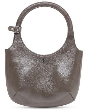 Courreges Varnished Cow Leather Mini Shoulder Bag - Grey