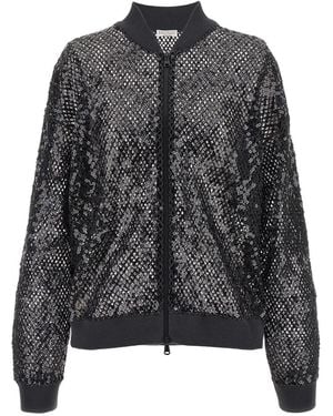 Brunello Cucinelli Dazzling Net Embroidery Cardigan - Black