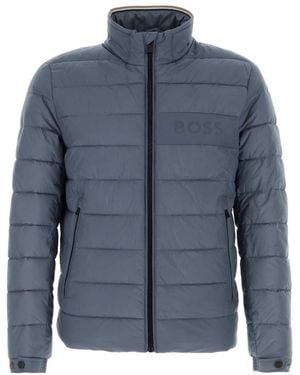 BOSS Quilted Mock Collar Jacket - Blue