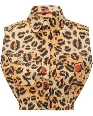 ALESSANDRO ENRIQUEZ Animal Print Sleeveless Shirt - Natural