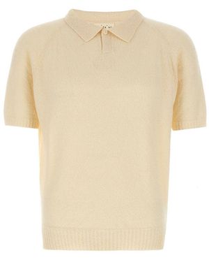 Ma'ry'ya Bouclé Polo Shirt - White