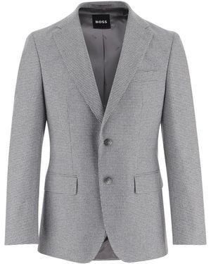 BOSS Slim Houndstooth Blazer - Gray