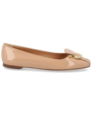 Ferragamo Leather Ballet Flats - Brown