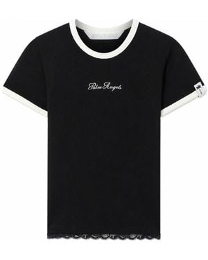 Palm Angels Logo Crew Neck T-Shirt - Black