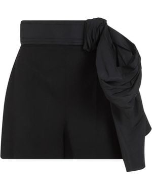 McQueen Luxury High-Rise Bow Detail Cupro Shorts - Black