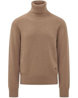 Ami Paris Knitted Sweater - Brown