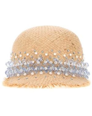 Prada Pearl Embellished Baseball Cap - Natural