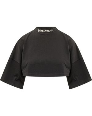 Palm Angels Logo Mock Collar T-Shirt - Black