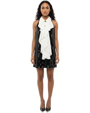 Balmain Blackwhite Embellished Mini Dress