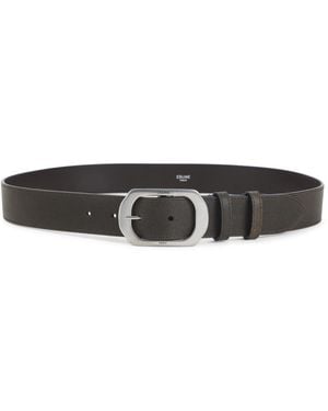 Celine Buckle Textured Belt - Black