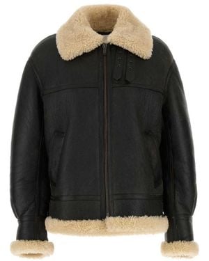 Saint Laurent Leather And Shearling Jacket - Black