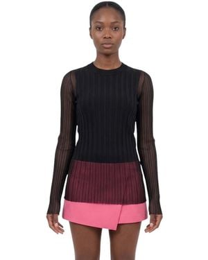 Max Mara Textured Crew Neck Top - Black