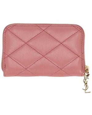 Saint Laurent Tulip Gaby Quilted Wallet - Pink