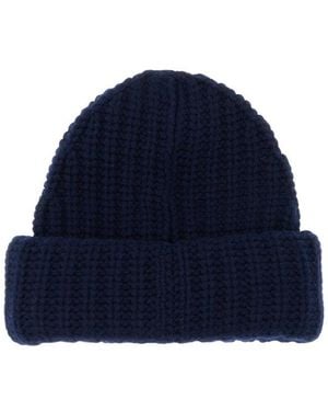 Lisa Yang Dark Knitted Beanie Cap - Blue
