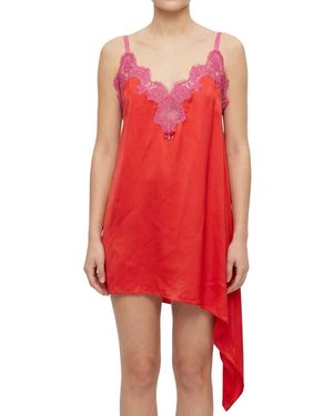 DSquared² Lace V Neck Mini Dress - Red