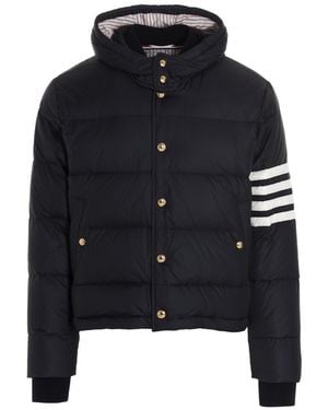 Thom Browne 4-Bar Hooded Puffer Jacket - Black