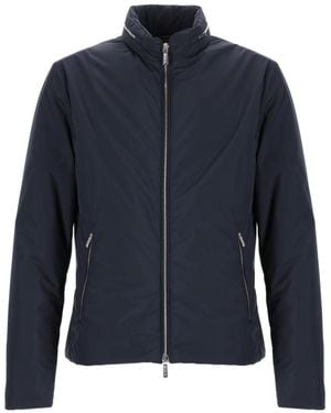 Moorer Solid Mock Collar Jacket - Blue