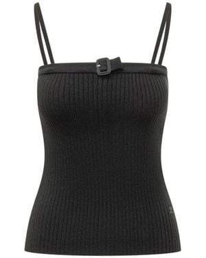 Courreges Ribbed Tank Top - Black