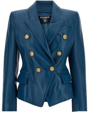 Balmain Peaked Lapel Blazer - Blue