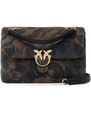 Pinko Camo Print Love Medium Shoulder Bag - Black