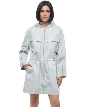 Stella McCartney Solid Hood Trench Coat - Gray