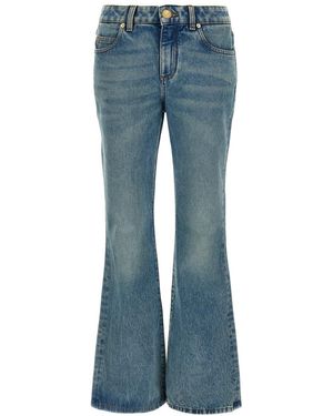 Balmain Flared Lurex Pinstripe Jeans in Blue | Lyst