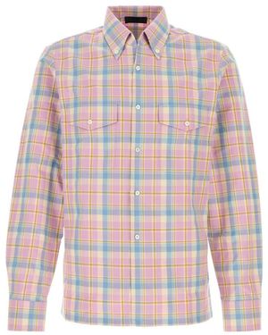 Prada Embroidered Check Shirt - Pink