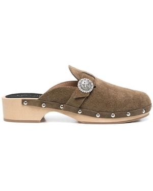 KATE CATE Allegra Suede Mules - Brown