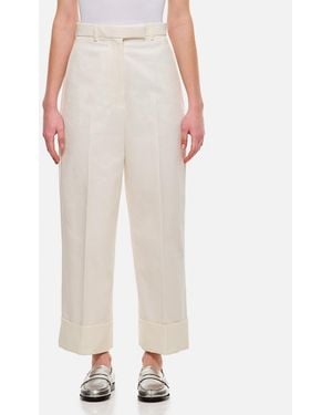 Thom Browne High-Waisted Straight-Leg Cotton Pants - White
