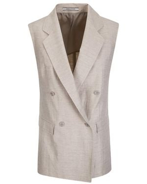 Tagliatore Solid Sleeveless Jacket - Gray