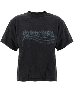 Balenciaga Washed Crayon Political T-Shirt - Black