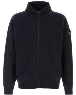 Stone Island Solid Zip Up Hoodie - Blue