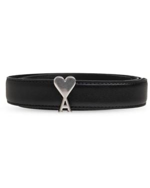 Ami Paris Cintura Solid Logo Belt - Black