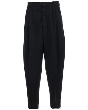 Jacquemus Trousers With Button Closure And Pleats On The Front - Black