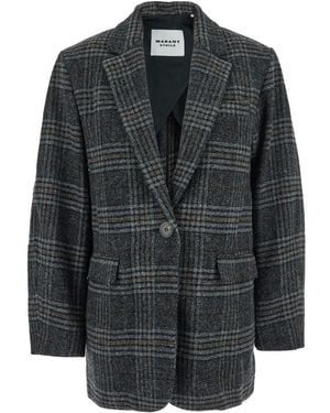 Isabel Marant Checks Notched Lapel Blazer - Black
