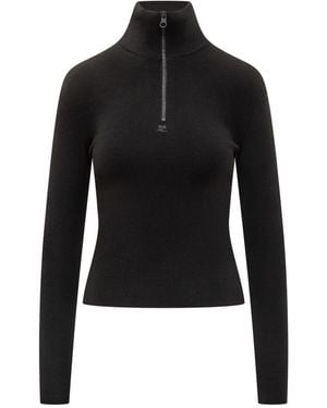 Courreges Solid Turtle Neck Sweater - Black
