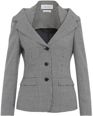 McQueen Gingham Notched Lapel Blazer - Gray