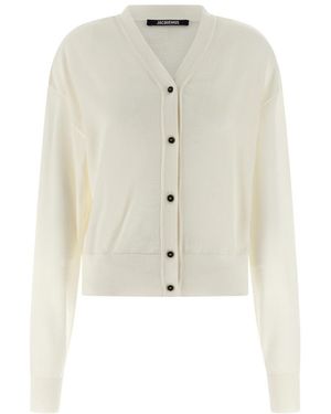 Jacquemus V-Neck Logo Cardigan - Natural