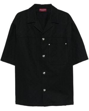 Gucci Gg Denim Short-Sleeved Shirt - Black