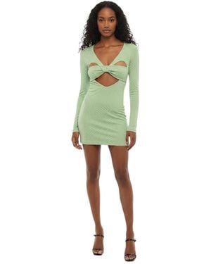 Ambush Textured V Neck Mini Dress - Green