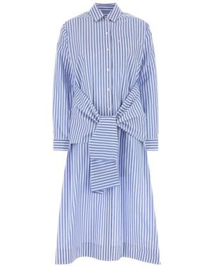 Alberta Ferretti Embroidered Poplin Shirt Dress - Blue
