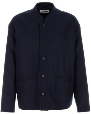 Jil Sander Mandarin Collar Jacket - Blue