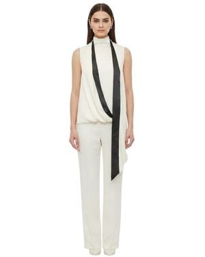 Alberta Ferretti Solid Round Neck Top - White