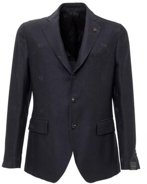 Gabriele Pasini Textured Notched Lapel Jacket - Blue