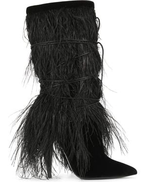 Saint Laurent Textured Yeti Boots - Black