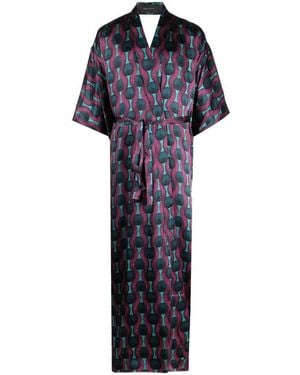 OZWALD BOATENG Printed Silk Kimono Dress - Blue