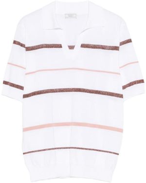 Peserico Stripes Shirt Collar Polo - White
