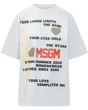 MSGM Graphic Crew Neck T-Shirt - White