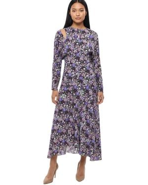 Isabel Marant Floral Crew Neck Midi Dress - Purple