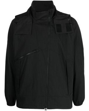 Snow Peak Asymmetric-Zip Hooded Polyester Jacket - Black